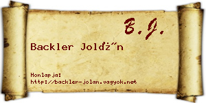 Backler Jolán névjegykártya