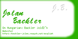 jolan backler business card